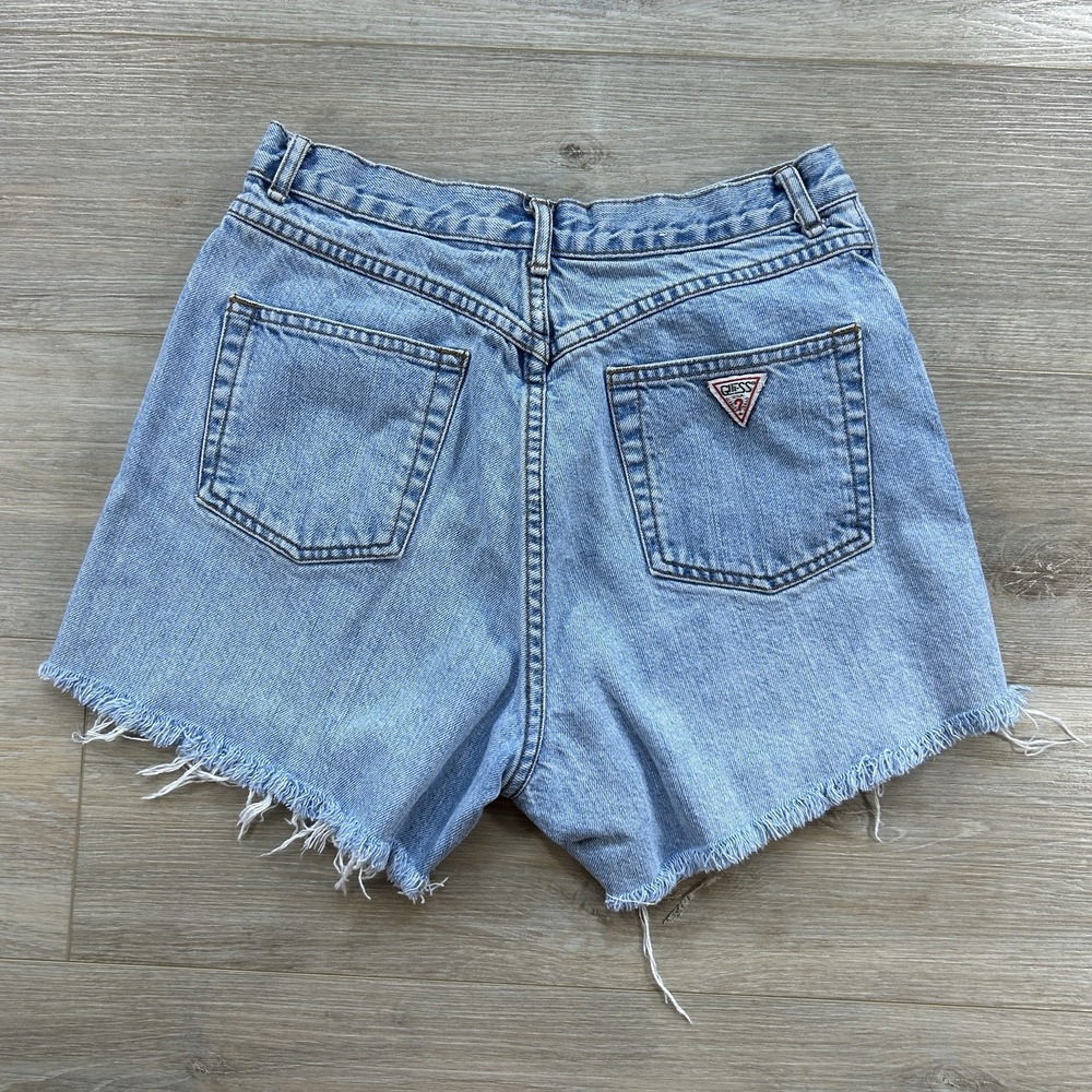 VTG Size 28 Guess Georges Marciano Cutoff 4" Shorts Light Wash Denim USA